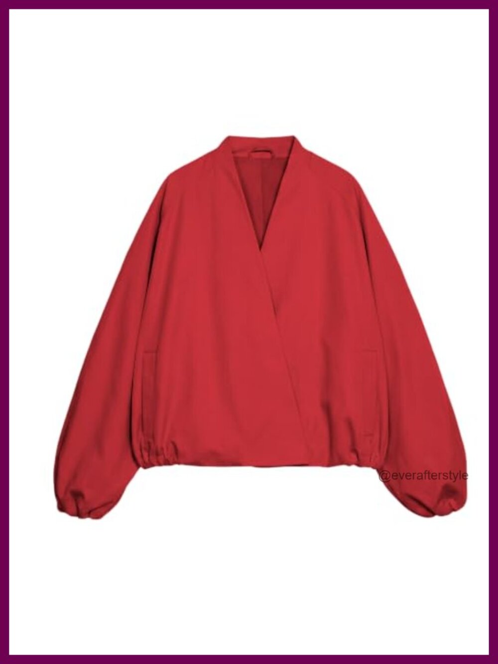 Women's Oversized Puff Sleeve V-Neck Bomber Jacket Polyester Lightweight